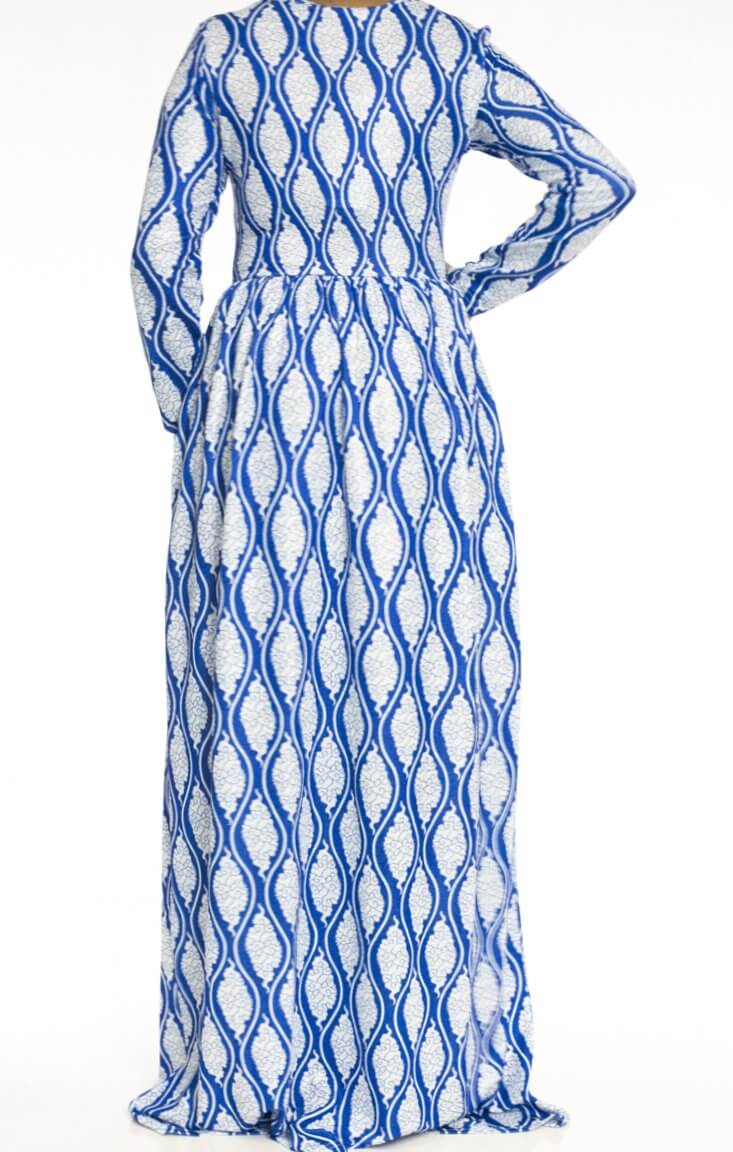 Blue Repeating diamond dress Kabayare