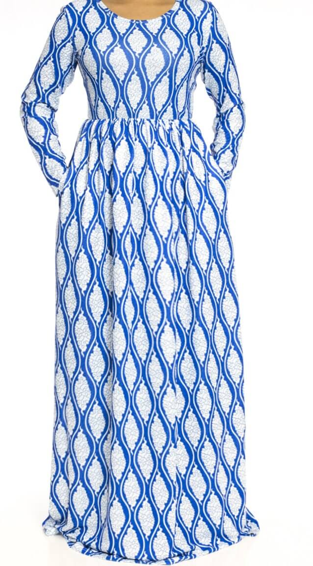 Blue Repeating diamond dress Kabayare