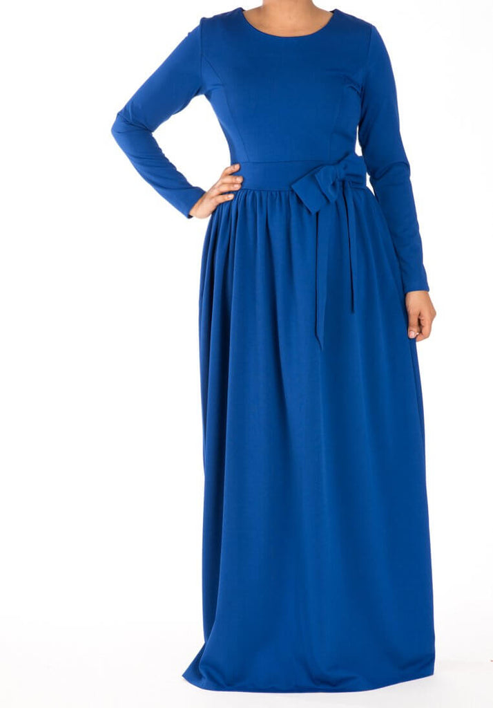 Blue Sash Bowtie Dress Kabayare