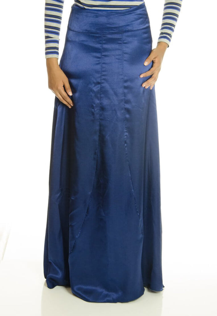 Blue Satin Silk Skirt Kabayare