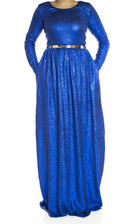 Blue Shinny textured dress Kabayare