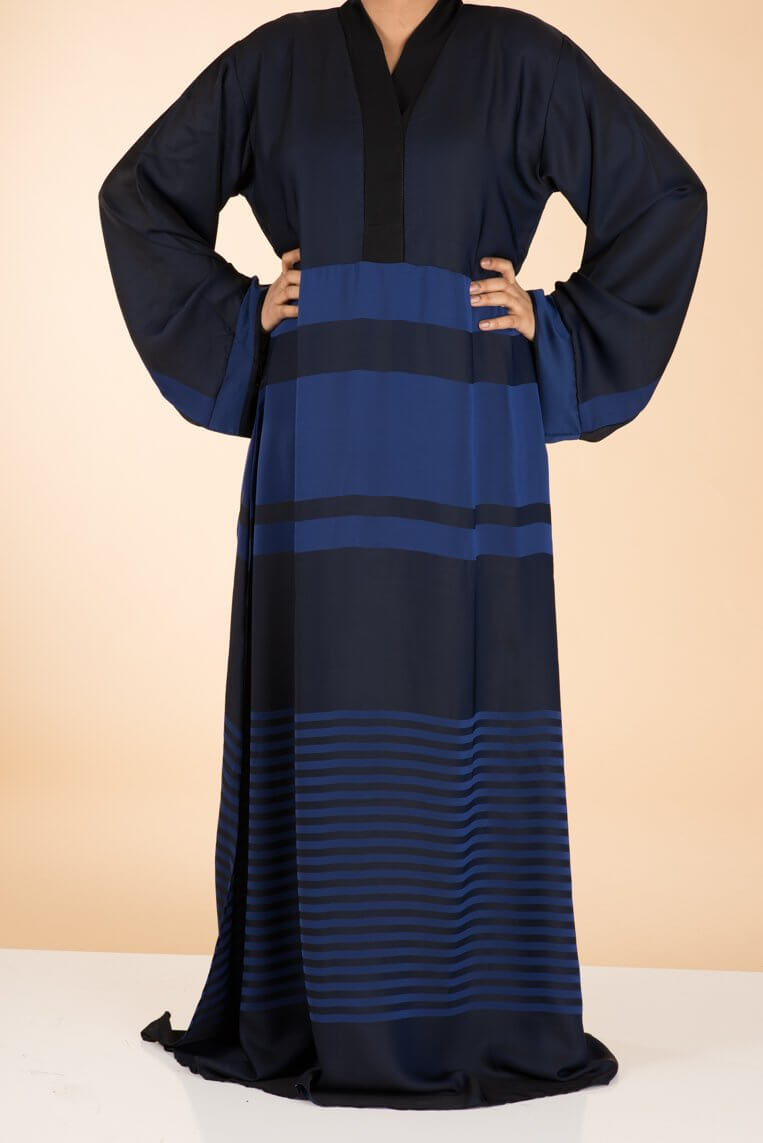 Blue Silk chiffon Abaya Kabayare
