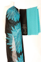 Blue Sunflower Silk Chiffon Dirac Kabayare