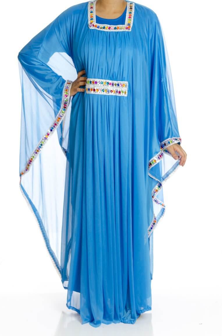 Blue with silver 2-Piece Bedazzle Kaftan Dress Kabayare