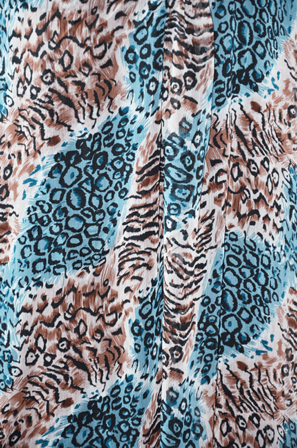 Blueish Leopard Chiffon Maxi Skirt Kabayare