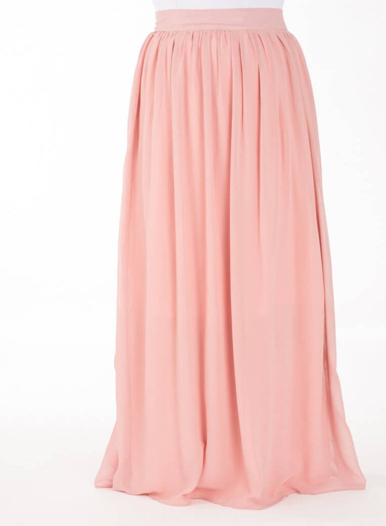 Blush basic chiffon Maxi Skirt Kabayare