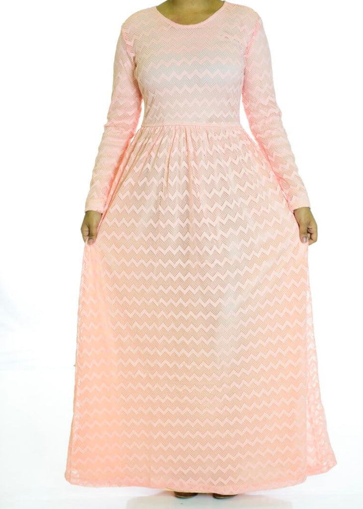 Blush Chevron Lace dress Kabayare