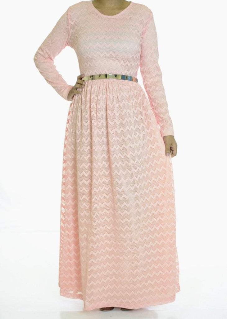 Blush Chevron Lace dress Kabayare