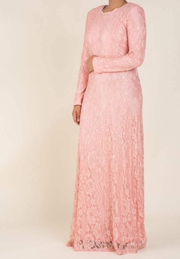 Blush Floral Lace Maxi Dress Kabayare