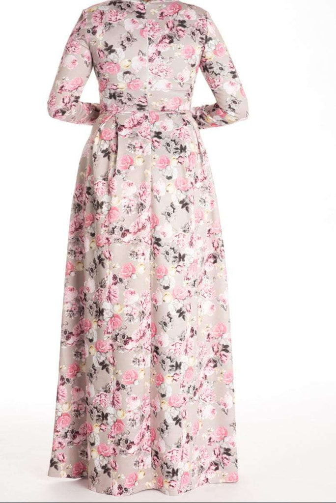 Blush Floral striking flare dress Kabayare
