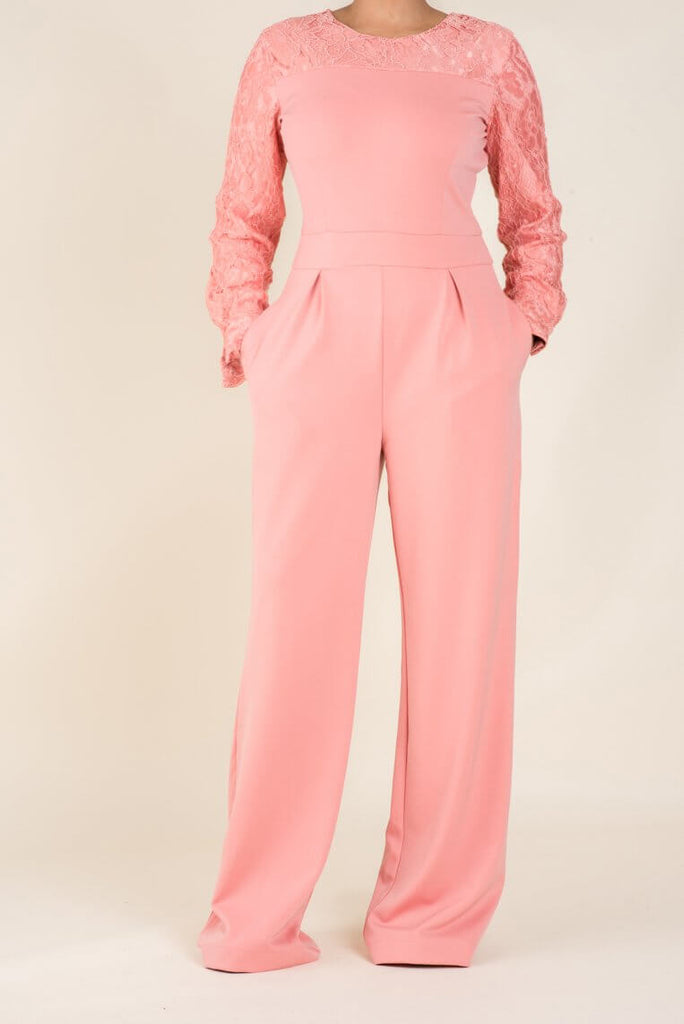 Blush Lace Detailed Dress Jumpsuit Kabayare