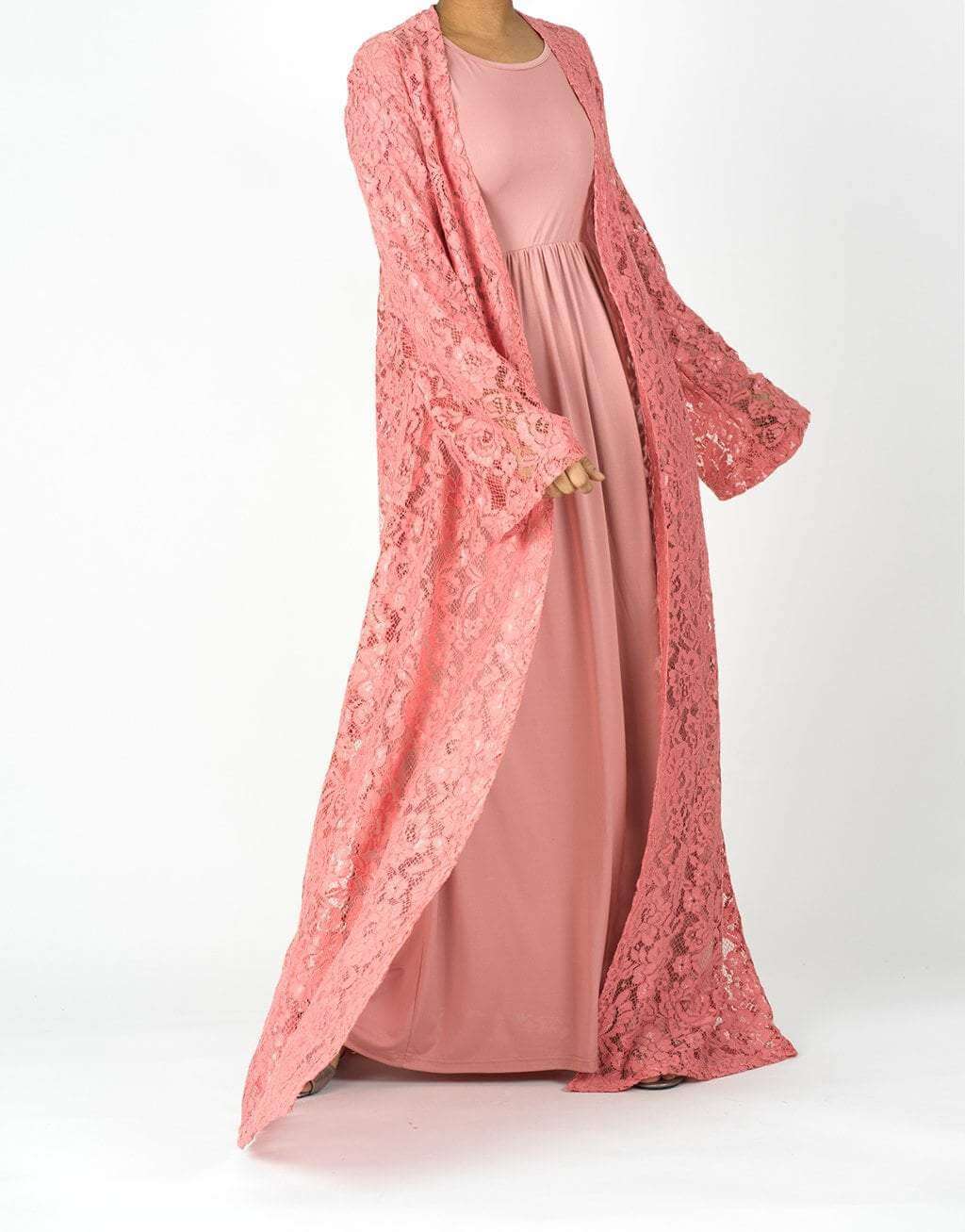 Blush Lace Maxi Cardigan Kabayare