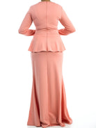 Blush Long Sleeve Peplum Maxi Dress Kabayare