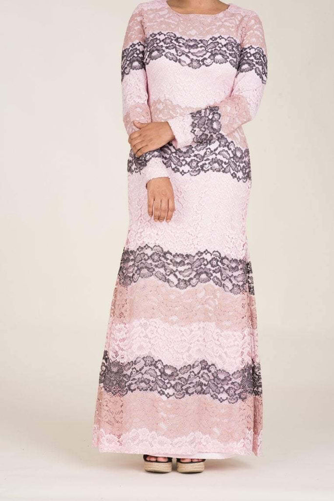 Blush Multicolor Lace Dress - Petite Kabayare