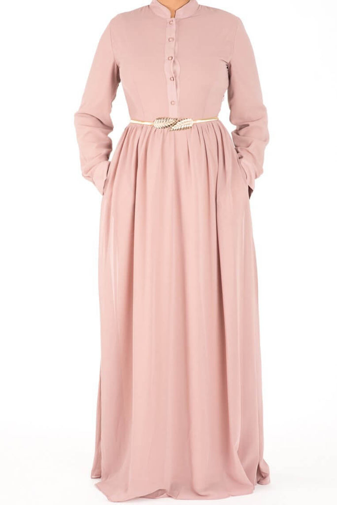 Blush Noble Button Maxi Dress Kabayare