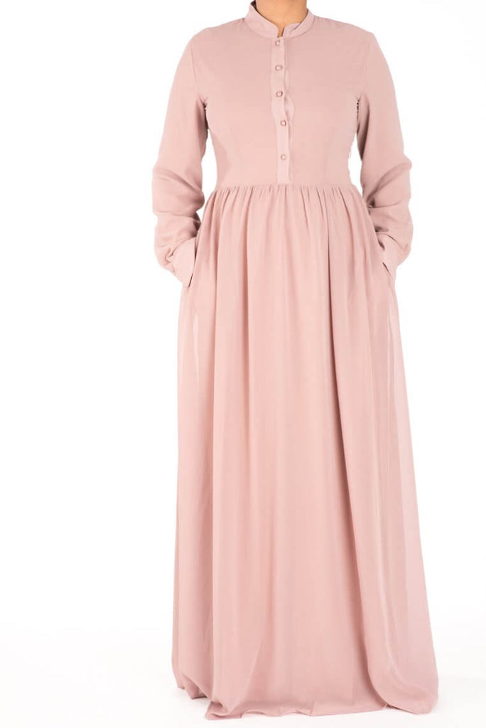 Blush Noble Button Maxi Dress Kabayare