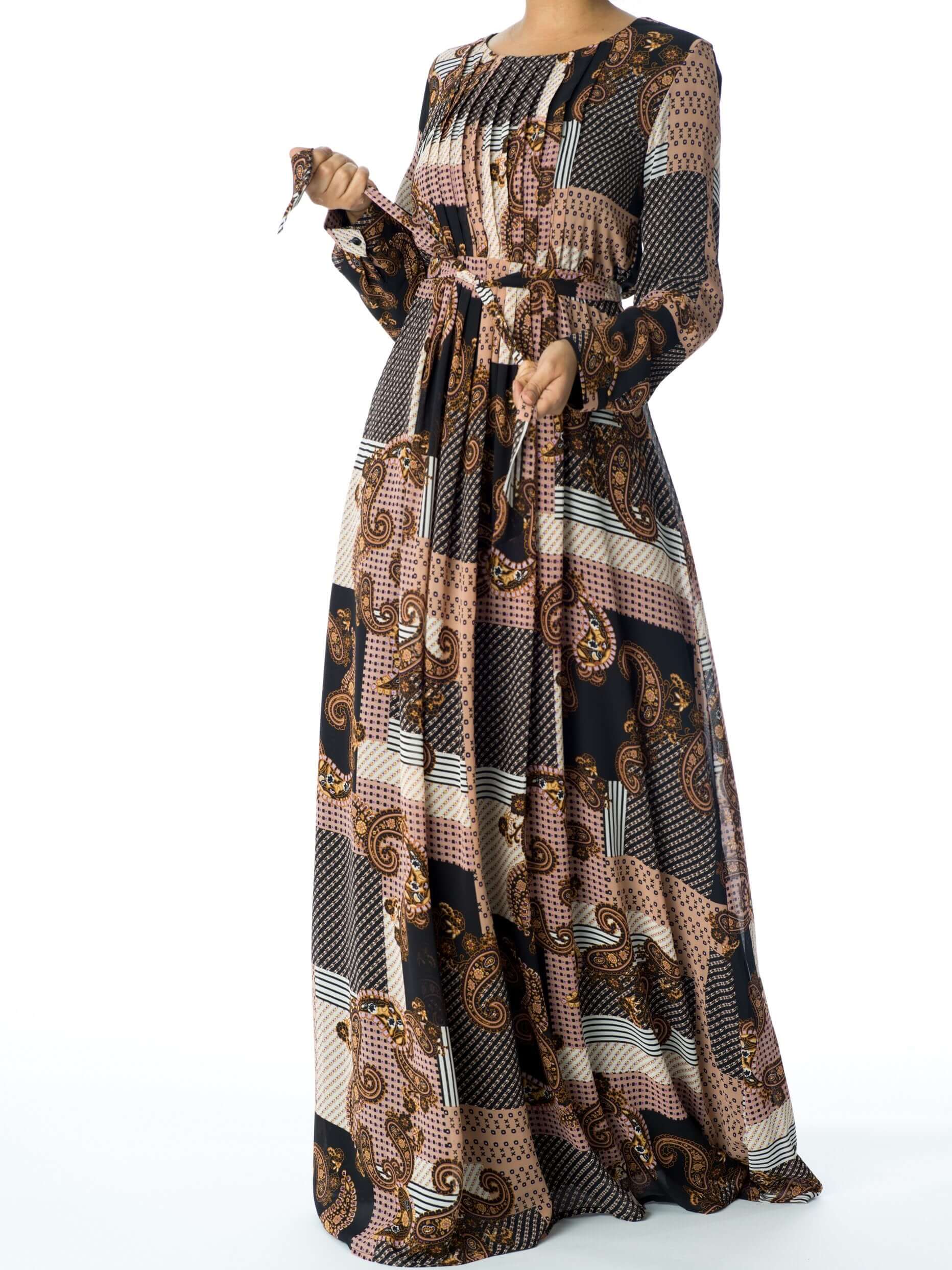 Blush Paisley and dots maxi dress Kabayare
