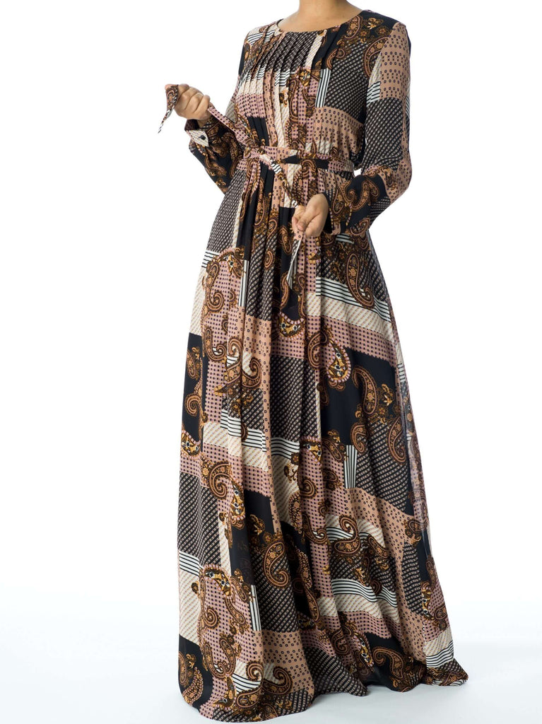 Blush Paisley and dots maxi dress Kabayare