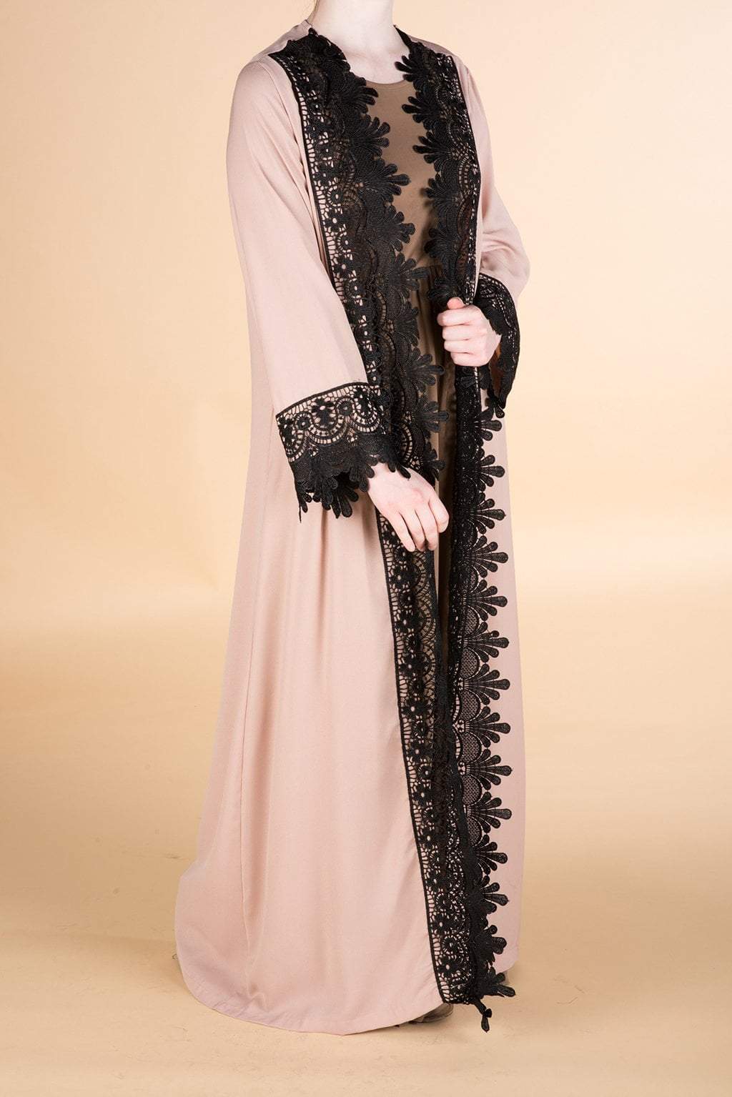 Blush textured Lace kimono Kabayare