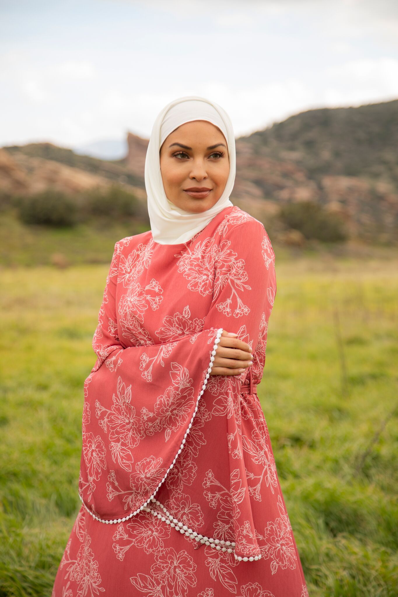 Blushing Salmon BELL SLEEVE MAXI DRESS Kabayare