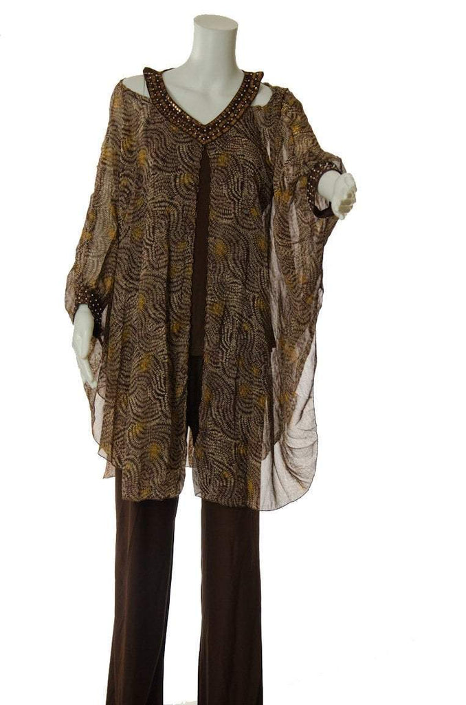 Brown ChiffonTunic Set Kabayare