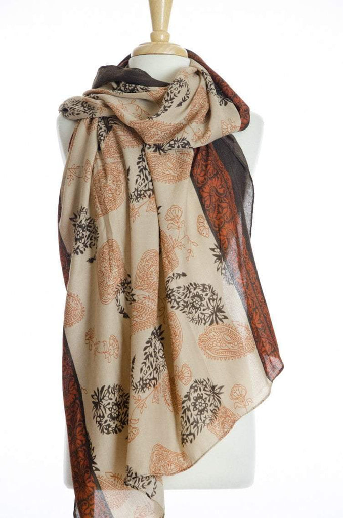Brown Paisley Print Scarf Kabayare