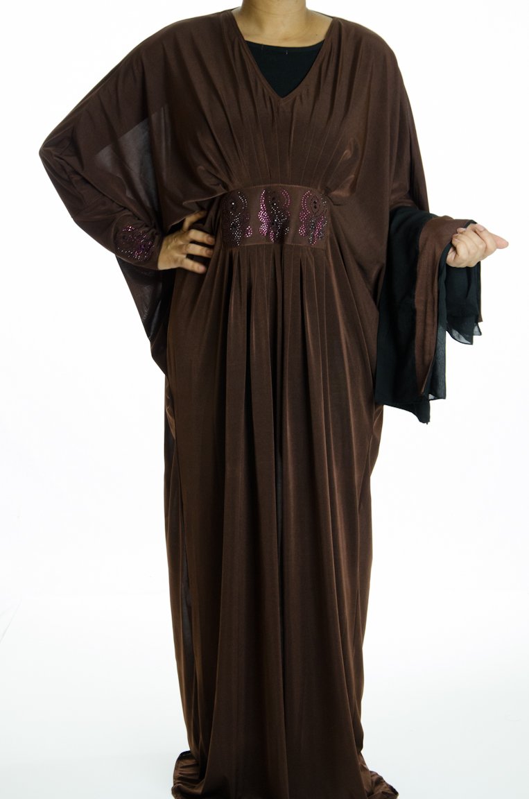 Brown poker Butterfly Jersey Abaya Kabayare