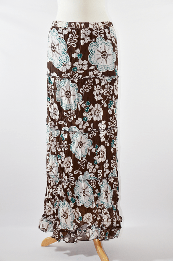 Brown Tiered Hippie Skirt Kabayare