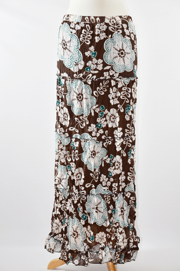 Brown Tiered Hippie Skirt Kabayare