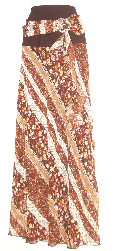 Brown Vintage Floral Print Kabayare