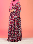 Burgundy Boquete Floral Maxi Dress Kabayare