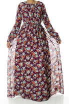 Burgundy Boquete Floral Maxi Dress Kabayare