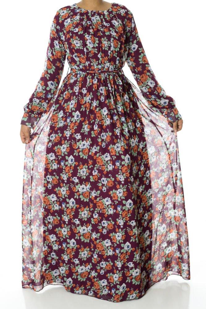 Burgundy Boquete Floral Maxi Dress Kabayare
