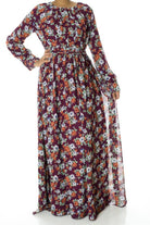 Burgundy Boquete Floral Maxi Dress Kabayare
