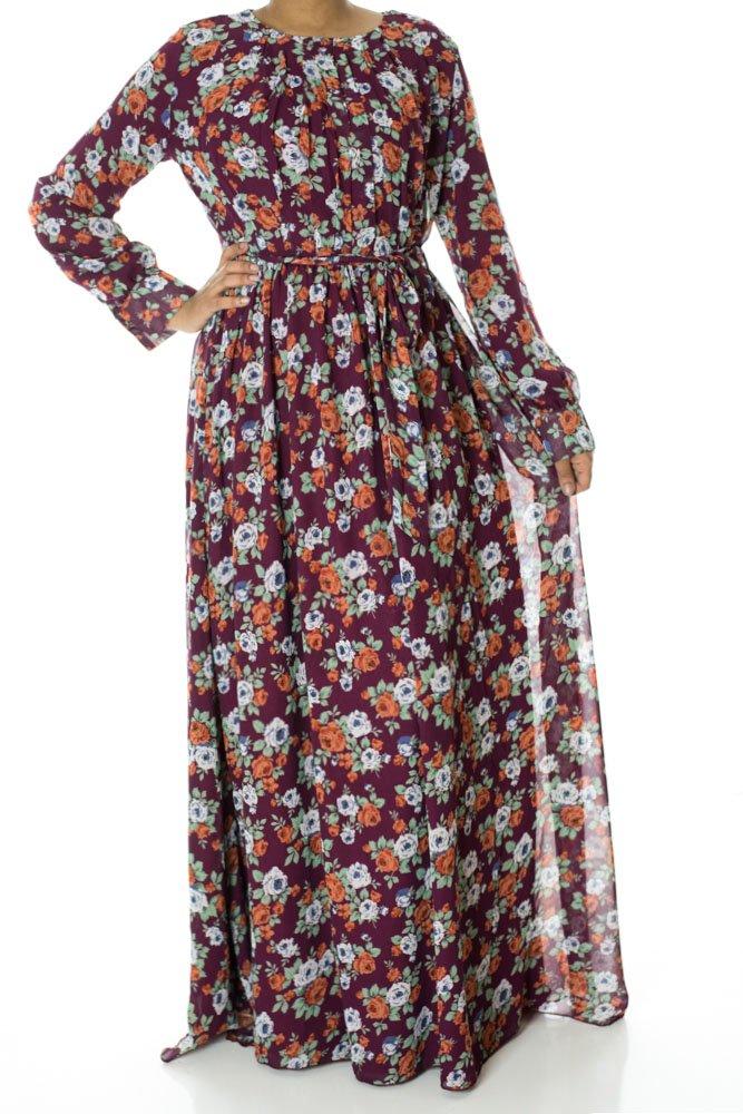 Burgundy Boquete Floral Maxi Dress Kabayare