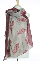 Burgundy Paisley Print Scarf Kabayare