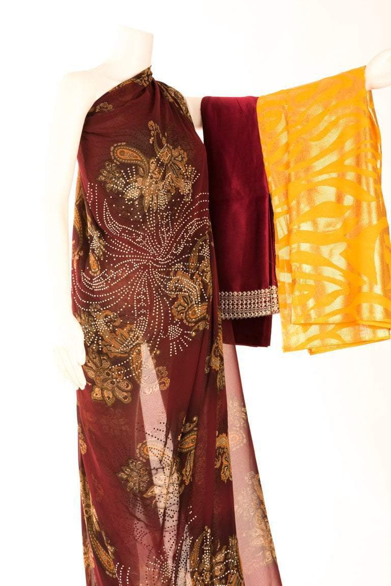 burgundy  Silk Chiffon Dirac Kabayare