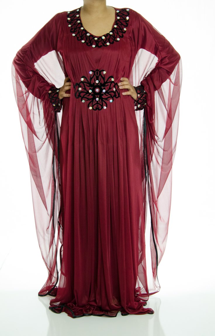 Burgundy Velvet Butterfly Kaftan Kabayare