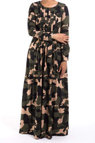 Camouflage long sleeve maxi dress Kabayare