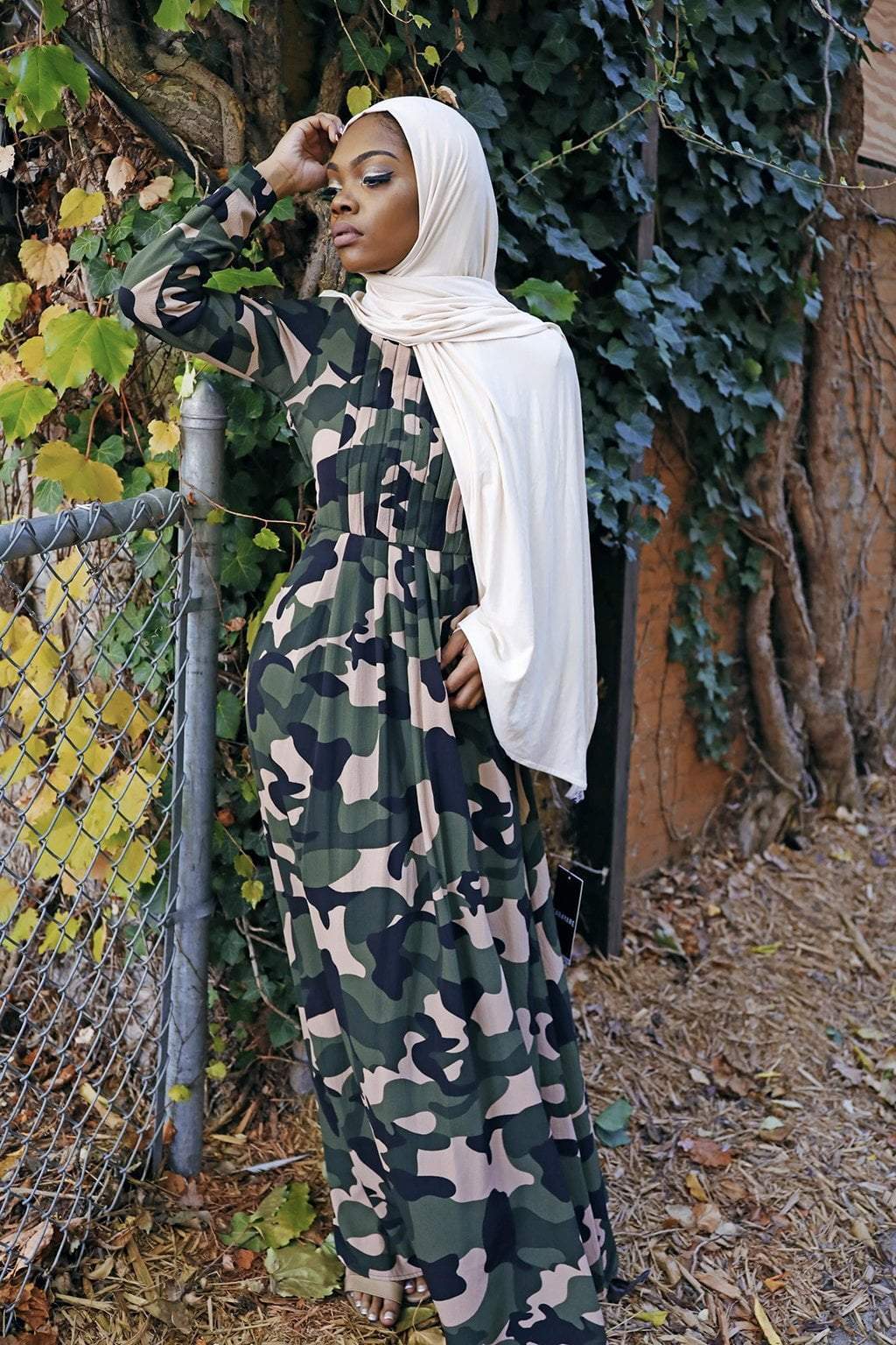 Camouflage long sleeve maxi dress Kabayare