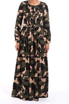 Camouflage long sleeve maxi dress Kabayare