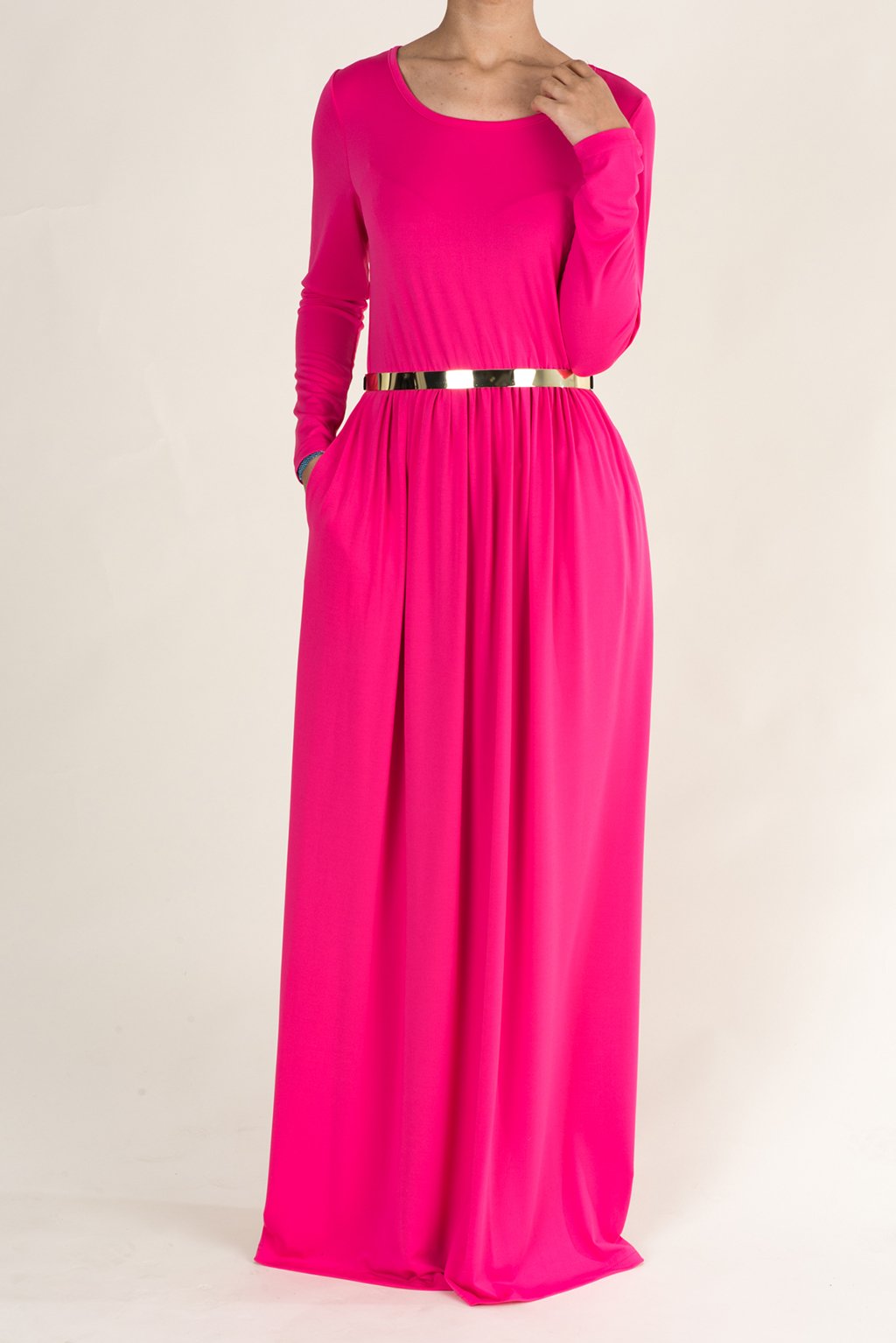 Candy Pink Milk Silk Maxi Dress (SOFT) Kabayare