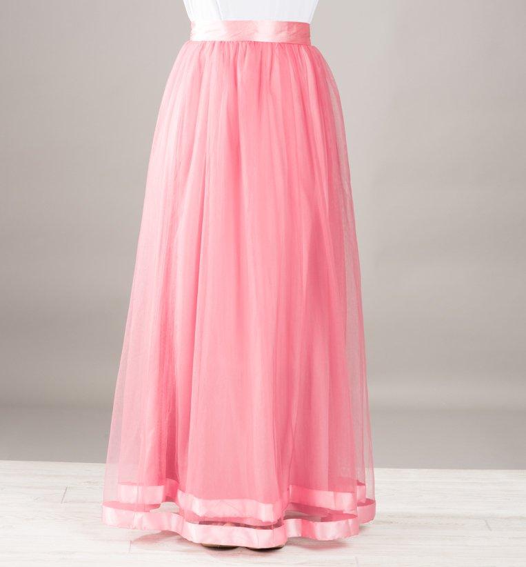 Candy Pink Tulle Maxi Skirt Kabayare