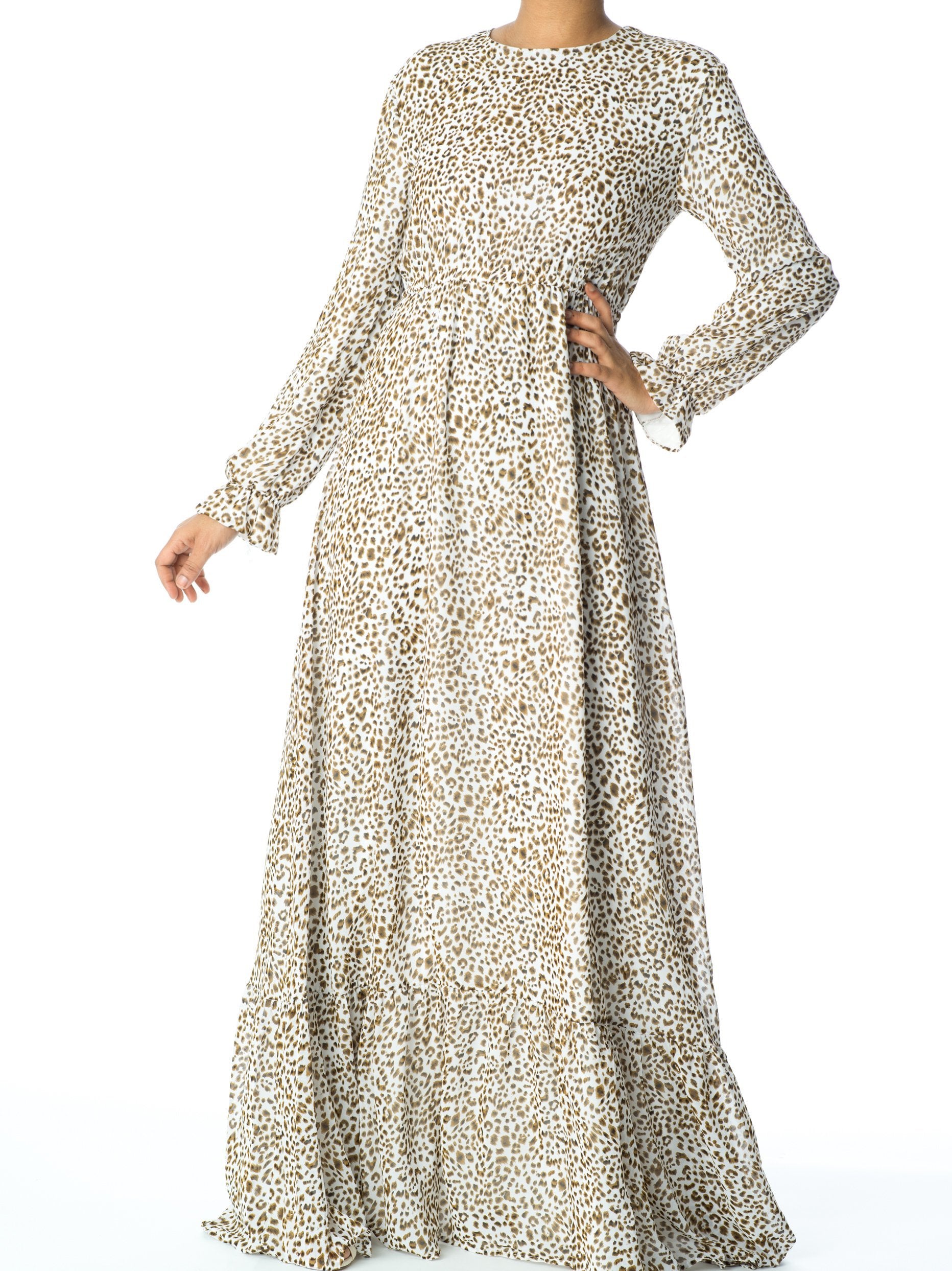 Cheetah print chiffon maxi dress Kabayare