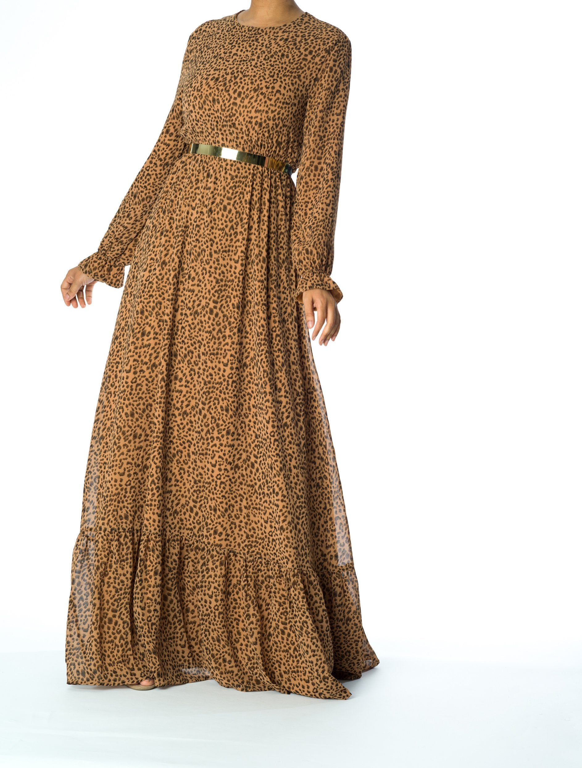Cheetah print chiffon maxi dress Kabayare