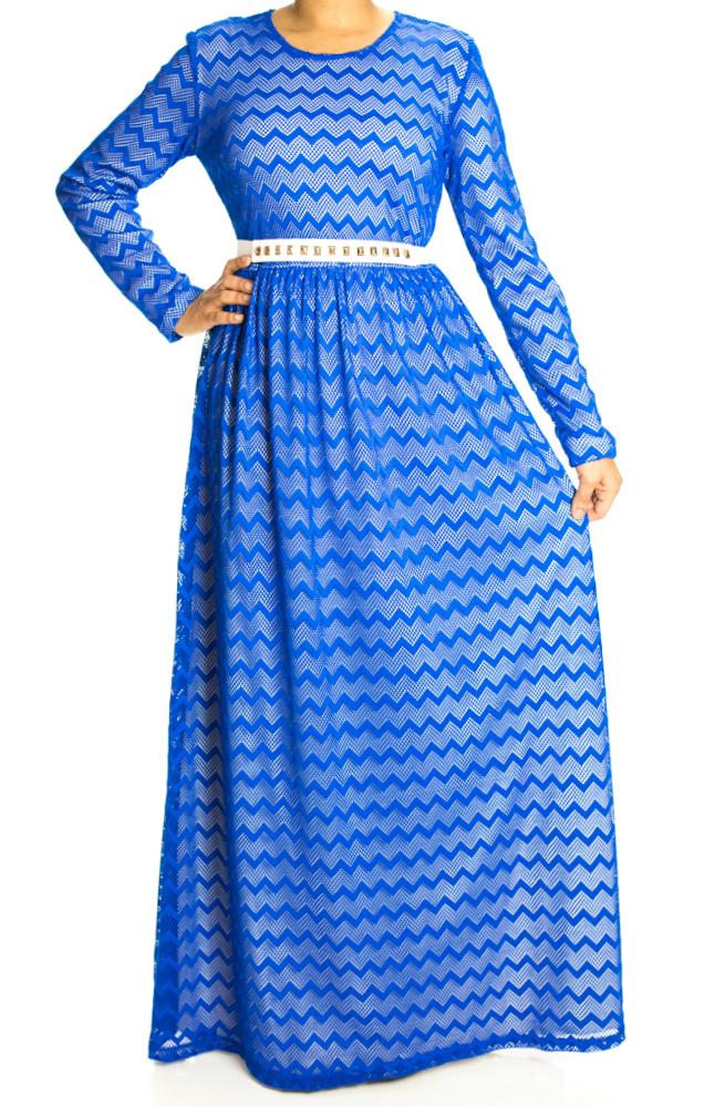 Chevron Mesh Maxi dress Kabayare