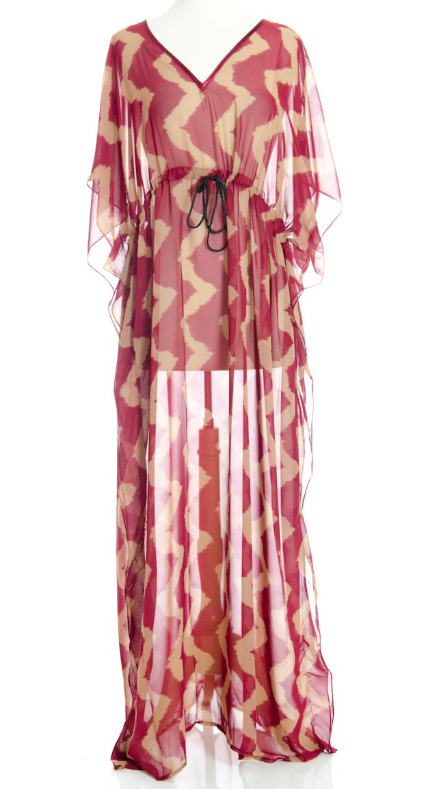 chevron print Kimono Maxi Dress Kabayare