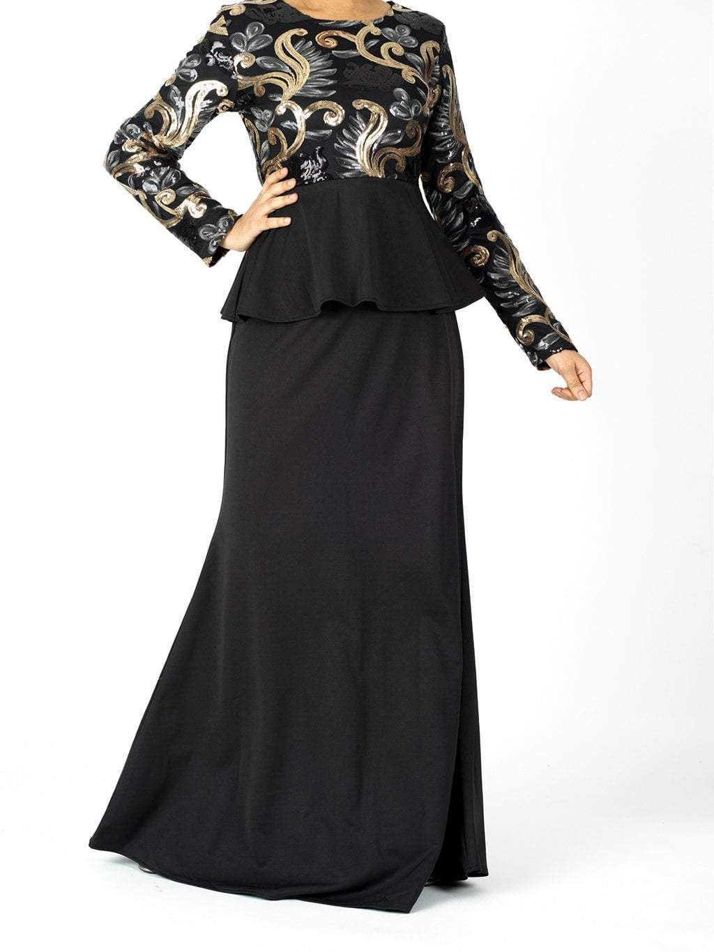 Chic Sequin Peplum Maxi Dress Kabayare