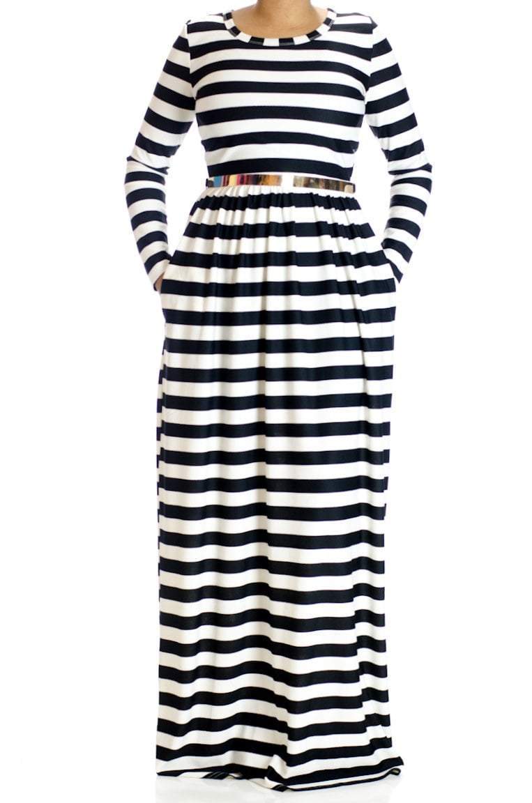 Chic Stripes Maxi Dress Kabayare