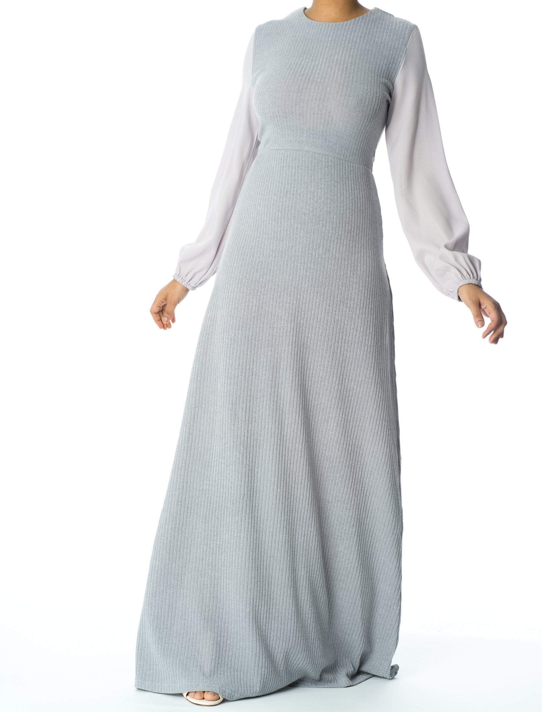 Chiffon shoulder detail ribbed maxi dress Kabayare